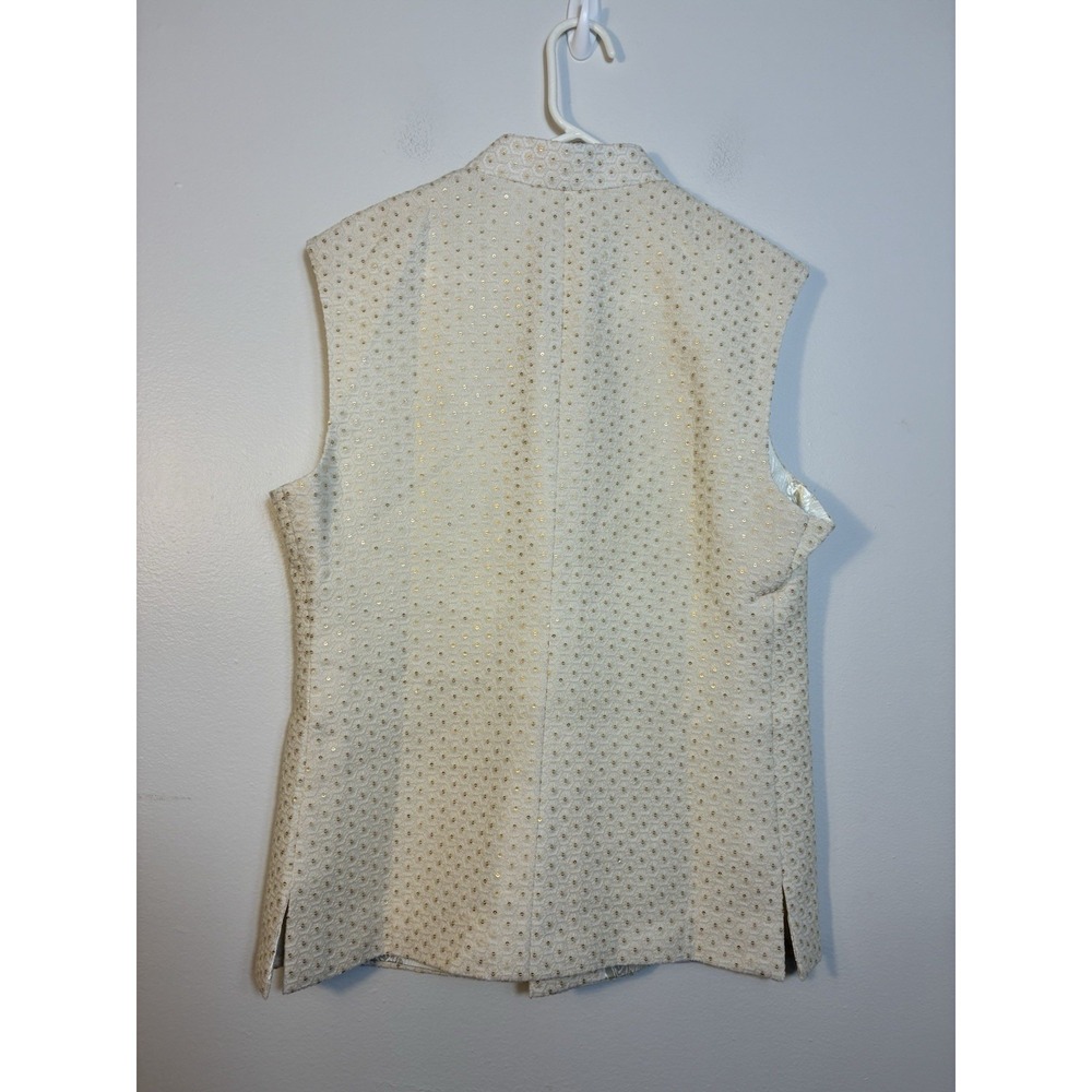 Kommel Sood Designer Nehru Jacket Sz 42R White Wedding‎ Groomsman Cotton Silk - Picture 5 of 10